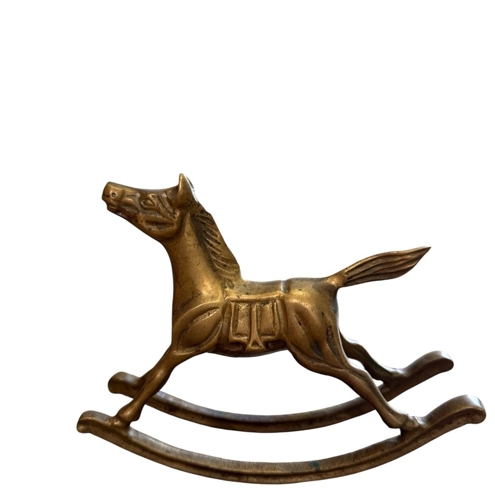 Vintage Elegant Solid Brass Rocking Horse Sculpture